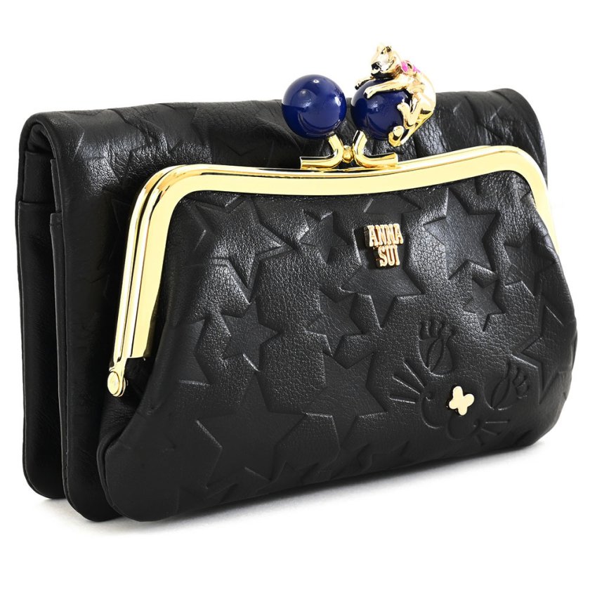 アナスイ 財布 二つ折り財布 がま口財布 黒(ブラック) ANNA SUI 313751