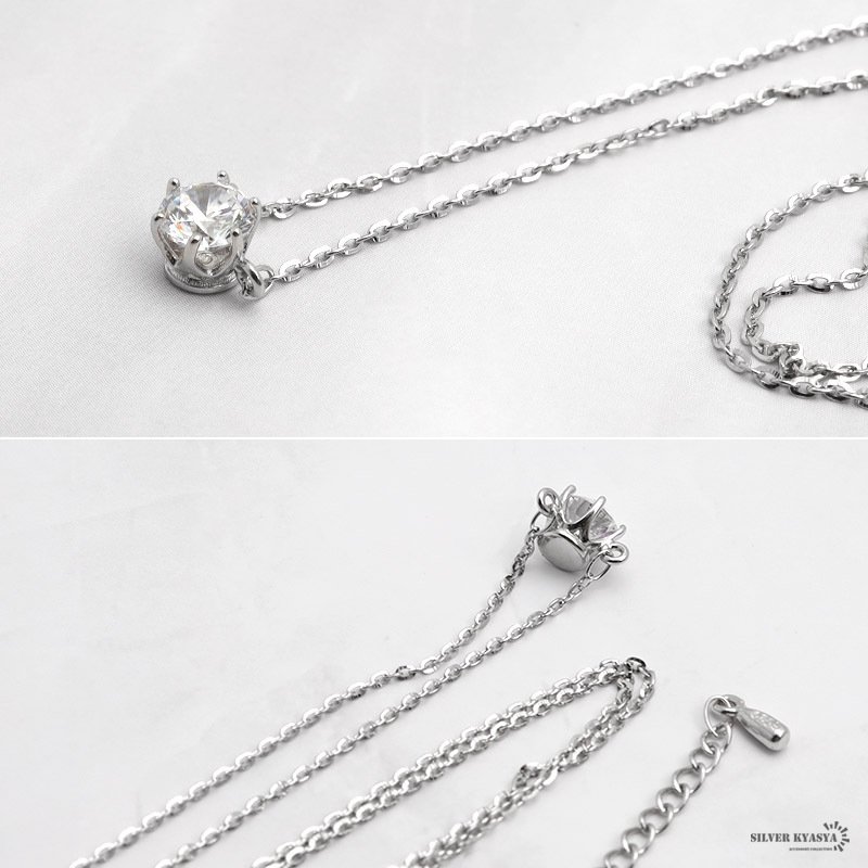 レディースネックレス 一粒ネックレス キュービックジルコニア CZ 小豆 