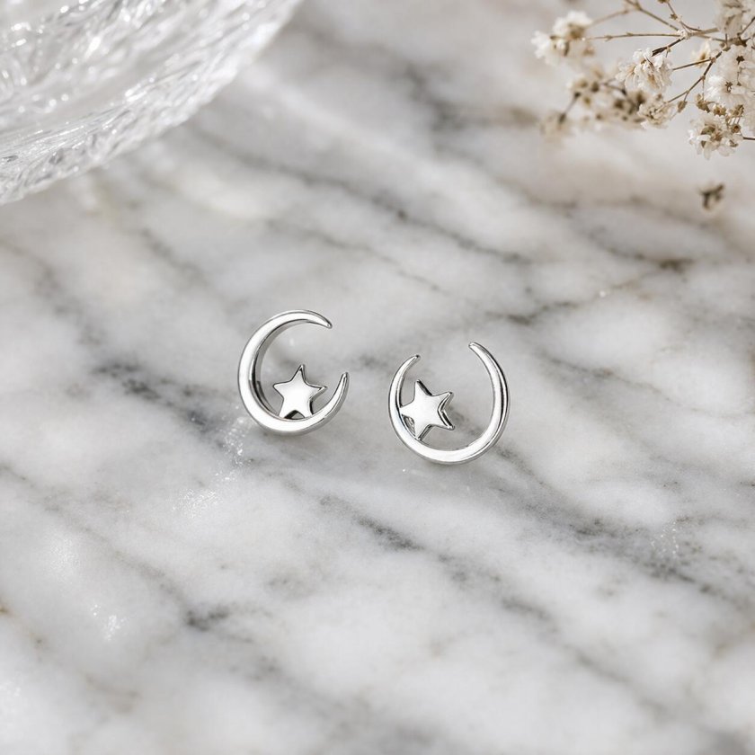 an 　Otiumberg. シングルピアス moon star 夢見る月と星のピアス ムーン スター ピアス 月 星 シルバー 天体 幻想