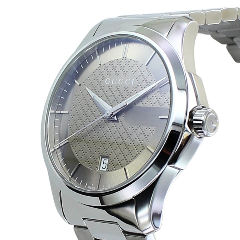 グッチ 腕時計 メンズ Gタイムレス 38mm ブラウン シルバー GGパターン