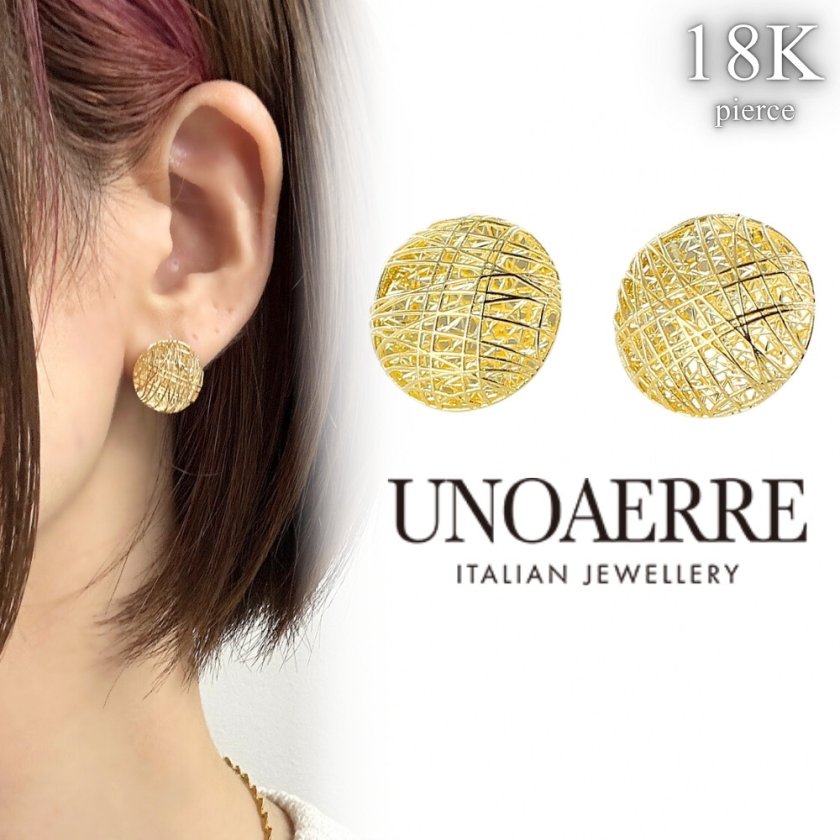 正規品 UNOAERRE ウノアエレ ショッパー付き ピアス K18 レディース 