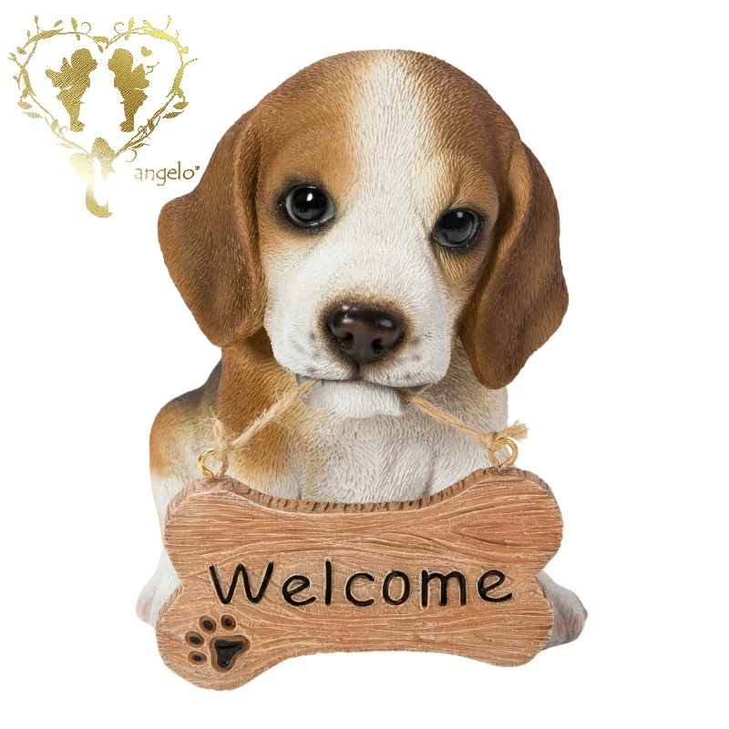 ようこそ ウエルカム ビーグル犬 樹脂 置物 父の日 犬の置物 ドッグ
