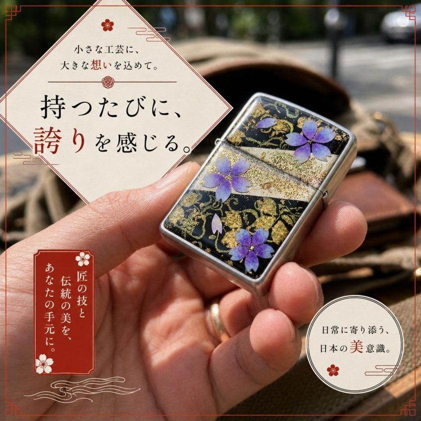 zippoケース『化』【名入れ】【送料無料】 和柄 ジッポ 桜 職人 手作り
