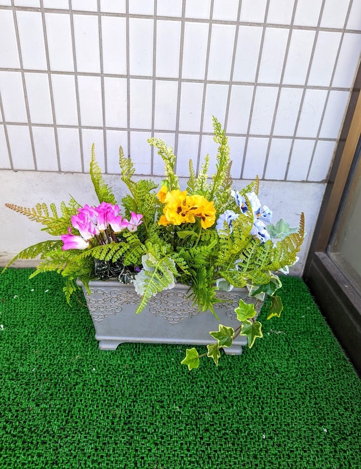 造花付きプランター◆フェイクグリーン◆人工観葉植物◆O-2606FB10 フェイクグリーン 人工観葉植物 ミックスグリーンプランター お部屋に
