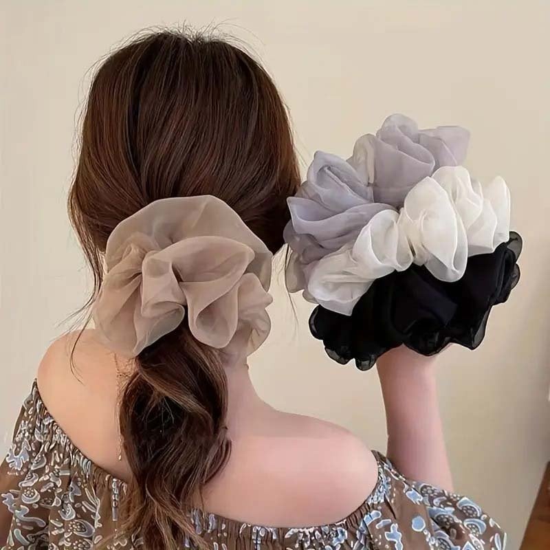 ヘアシュシュ シュシュ 大きめ 夏 ヘアアクセサリー チュール シフォン