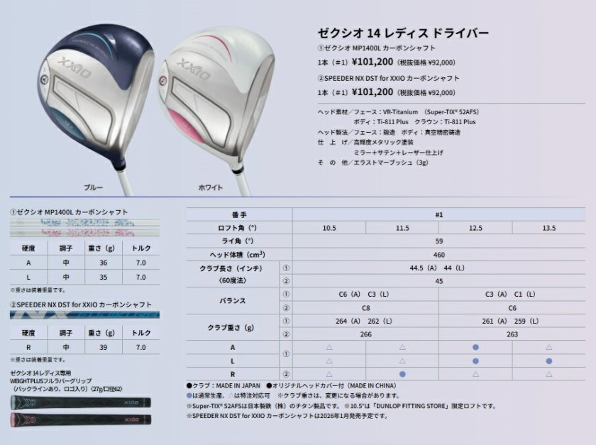 セット販売 10本セット ゼクシオ14 レディス クラブセット 10本セット