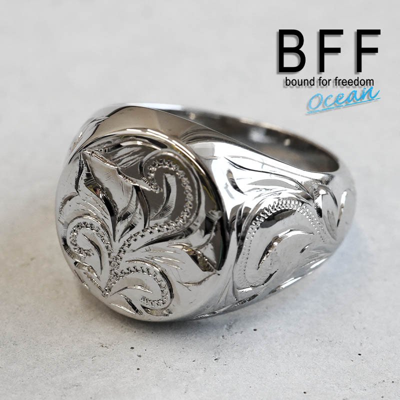 BFF ブランド ハワイアンリング メンズ 印台リング 丸型 シルバー