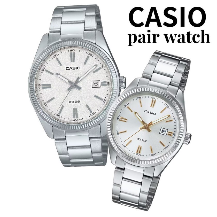 カシオ ペアウォッチ 2本セット CASIO 腕時計 シンプル シルバー 日付