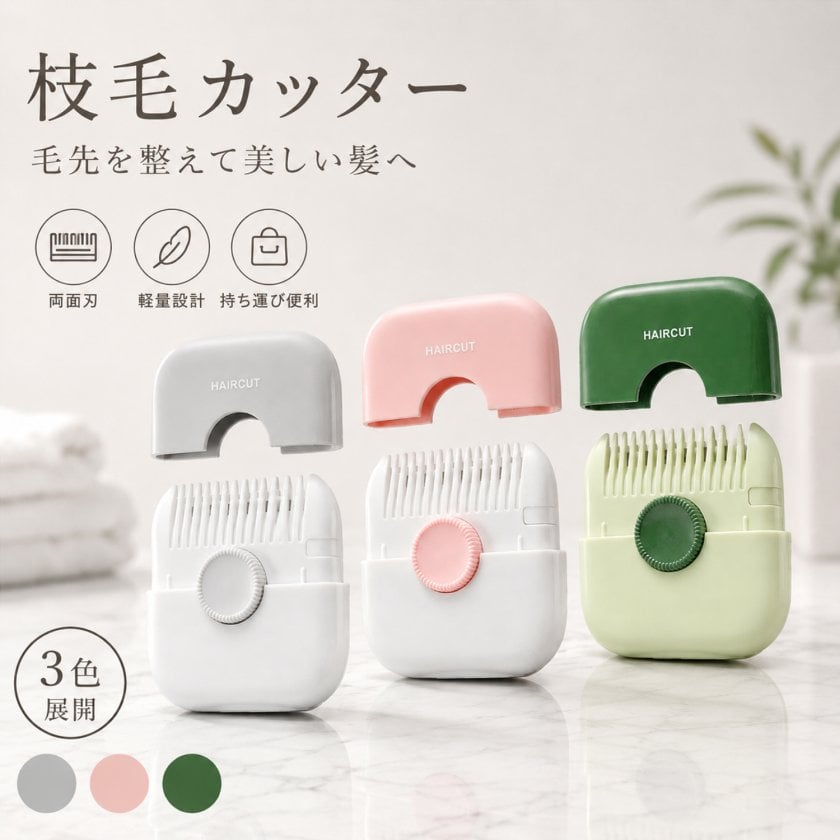 ヘアトリマー 枝毛カッター コームシェーパー 両面刃 軽量設計 防塵