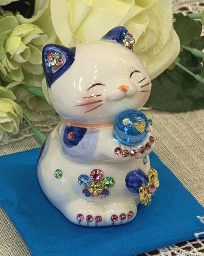 金運アップ！】風水招き猫（貯金箱）：SSサイズ：ブルー【猫好きさんに