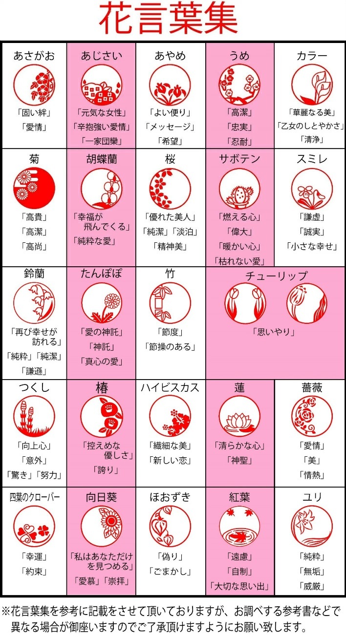 花の印鑑【かわいい花シリーズi】本つげ15mmサイズ 5種類のかわいい花