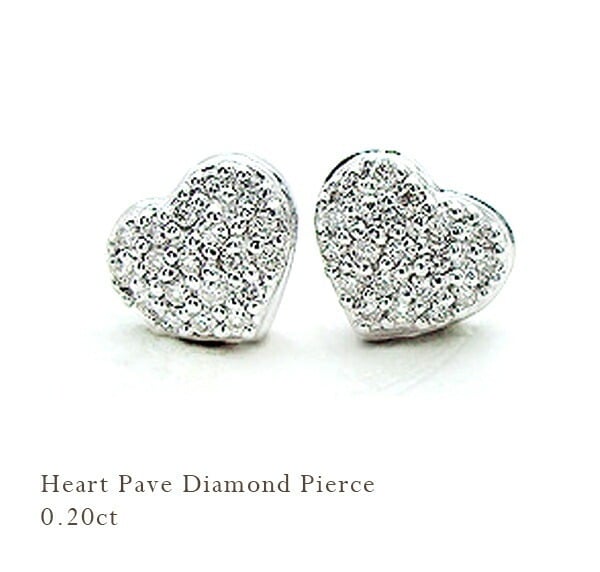 pt900 K18YG/PG/WG【0.2ct】ダイヤモンド ハートパヴェピアス『Heart