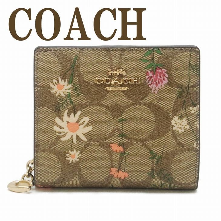 コーチ COACH 財布 レディース 二つ折り財布 花 ピンク C8734IME7V