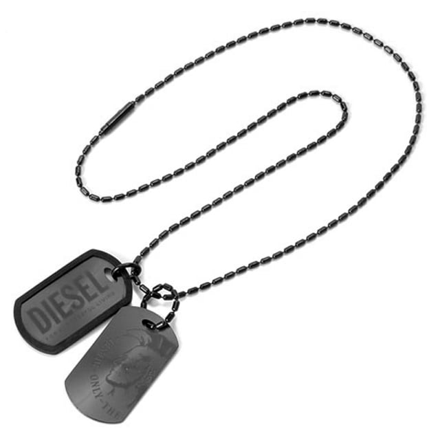 ディーゼル DIESEL ネックレス ブラック ダブルプレート メンズ
