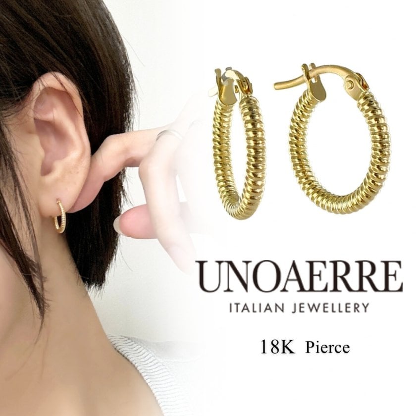 UNOAERRE ウノアエレ フープピアス K18 ピアス レディース ゴールド