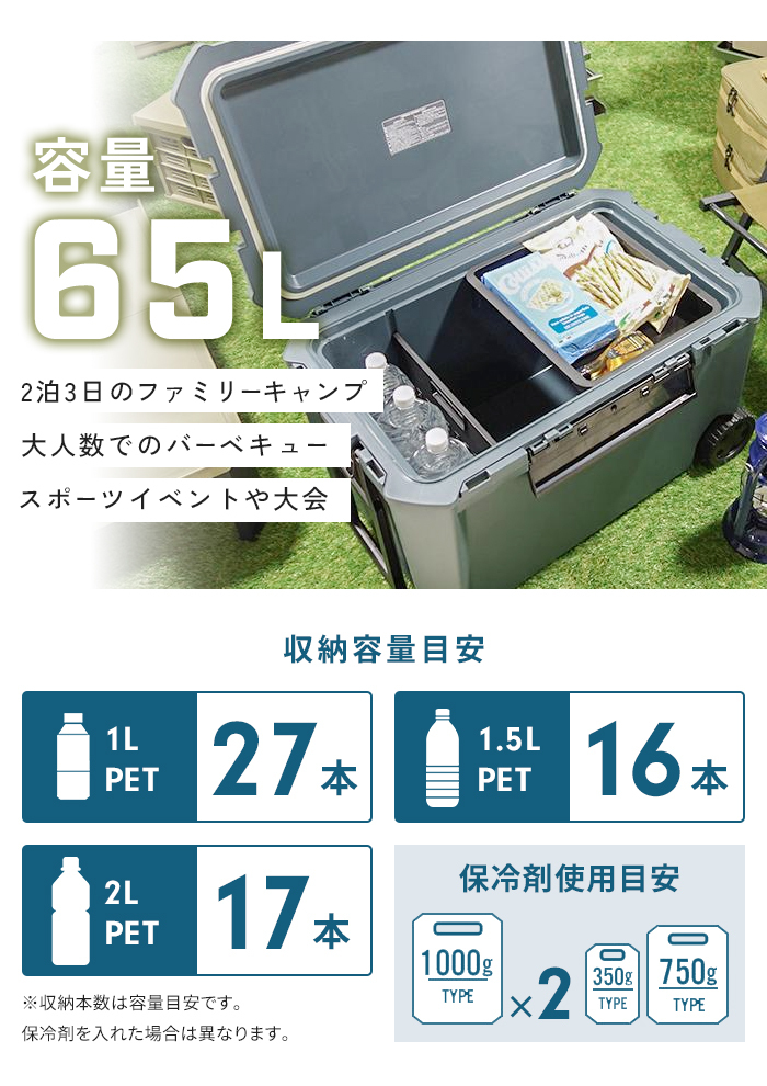 座れるクーラーボックス 65L 日本製 インディゴグレー 座れる クーラー