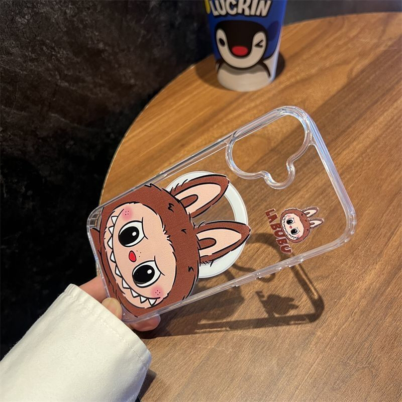 ラブブ LABUBU スマホケース iPhoneケース 磁石スタンド付き 透明
