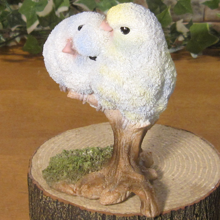 鳥 置物 リアル 寄り添いインコ 動物オブジェ ガーデン オーナメント