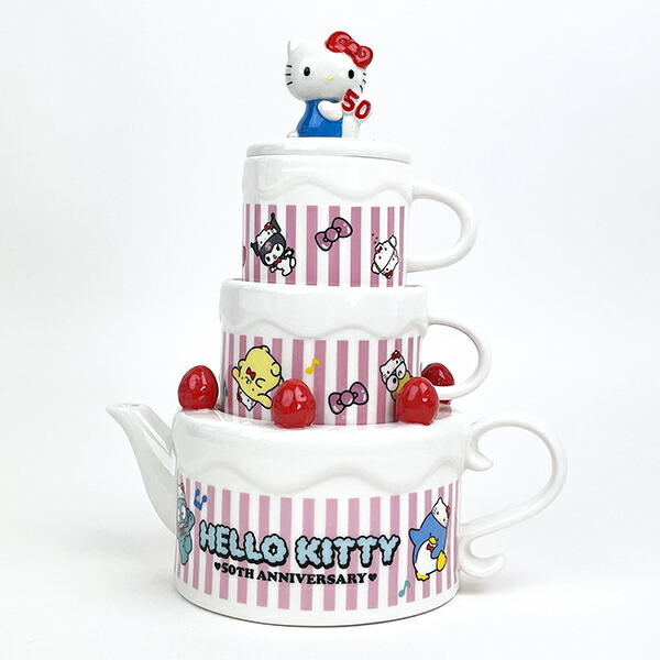 サンリオ 50th ANNIVERSARY ハローキティ ケーキ型ティーセット 食器