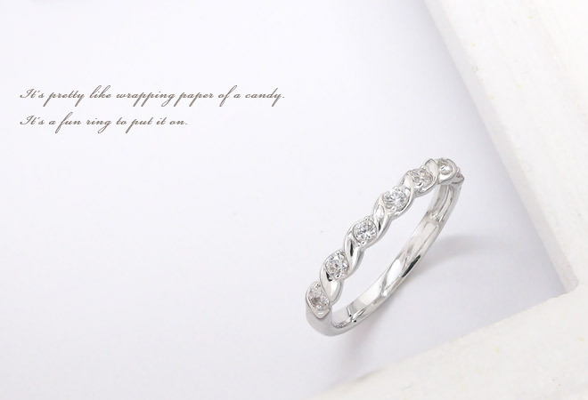 18金 k18ゴールド ダイヤモンドリング 0.21ct ツイスト エタニティ