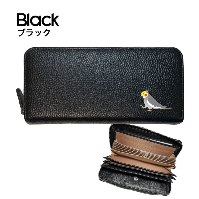 オカメインコ 牛本革 多機能 ロングウォレット 長財布 じゃばら カード