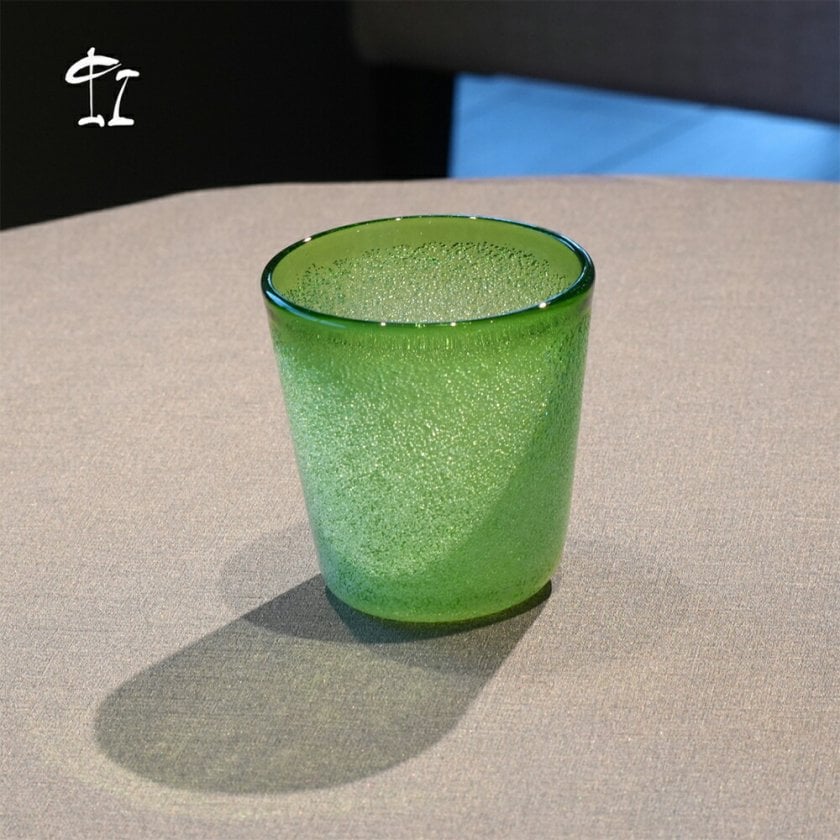 ふちどり泡ロックグラス スカイ/グリーン/ブルー｜宙吹ガラス工房 虹