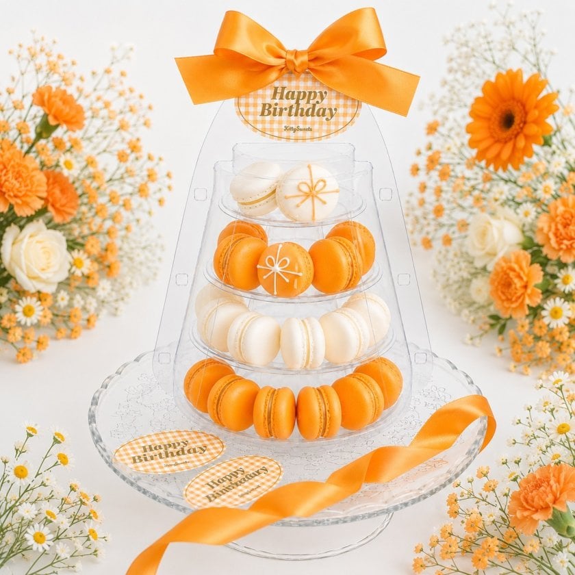 オレンジマカロンタワー】チョコオレンジ・塩バニラ - 【Kitty Sweets