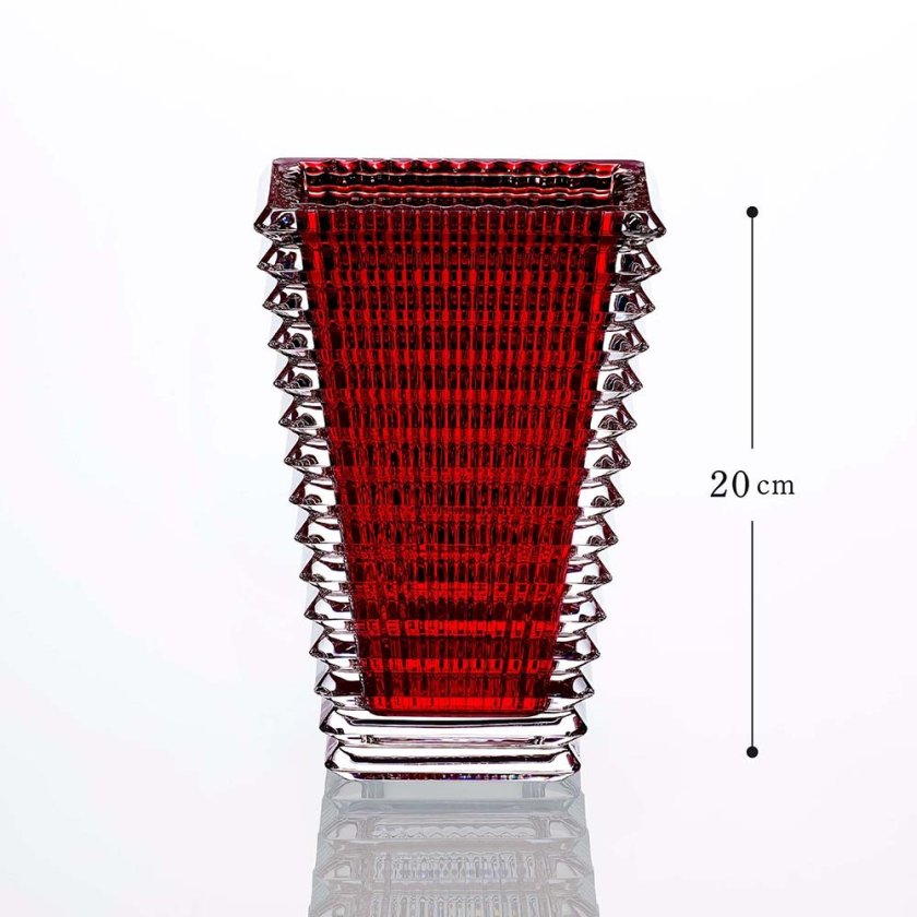 未使用品Baccarat バカラ/アイスクウェア高さ約20センチ/フラワーベース Baccarat バカラ アイベース スクウェア S レッド 20cm 名入れ彫刻代