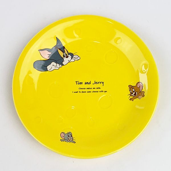 TOM & JERRY 24cm皿 トムとジェリー パスタ皿 トムジェリ イエロー お皿 食器