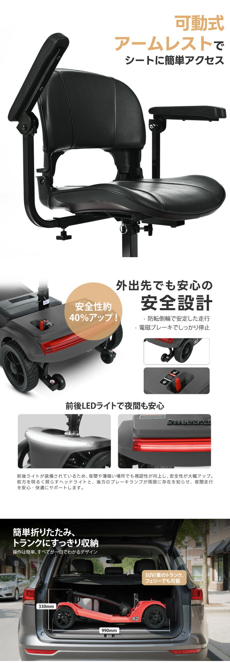 シニアカー 電動カート 折りたたみ 軽量 免許不要 電動シニア