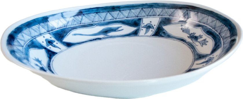 美濃焼 食器 水竜 楕円深皿 22.5×19.5×4.5cm 江戸っ子 恐竜 お皿