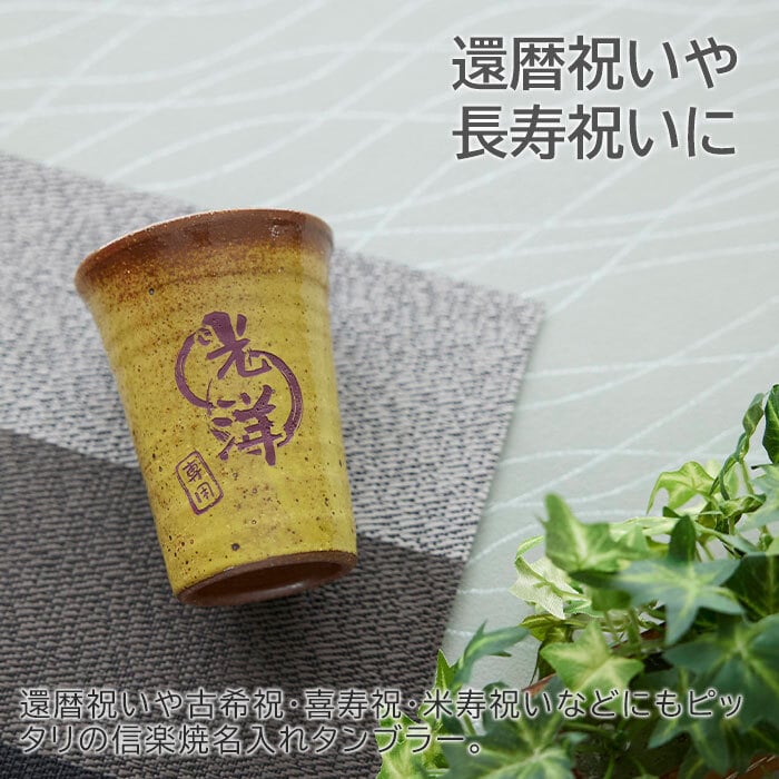 タンブラー 名入れ カップ グラス 実用的 信楽焼 【名入れギフト・名