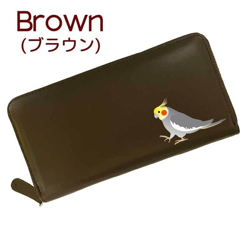 Fave オカメインコ 羊革 ラウンドファスナー 長財布 レディース 本革