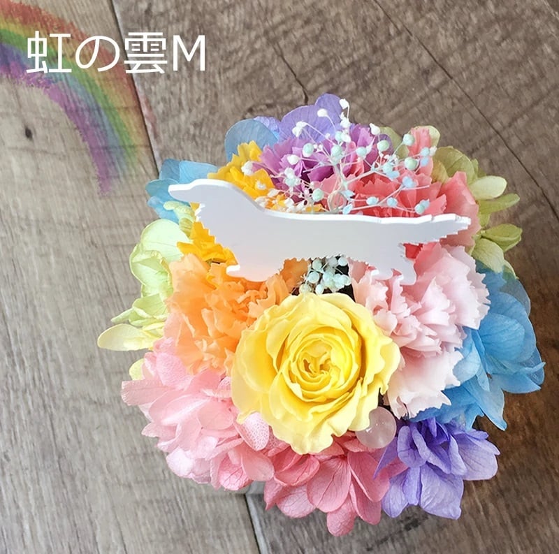 プリザーブドフラワー 虹の雲M」ギフト フラワーアレンジメント 虹の橋