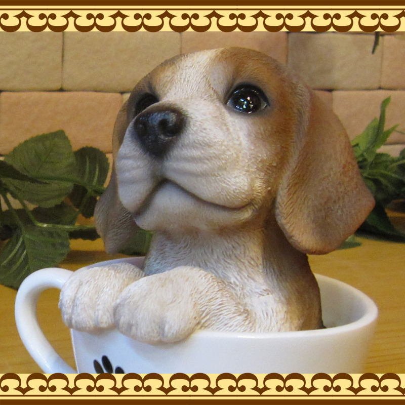 犬 置物 リアル ティーカップドッグ ビーグル 動物オブジェ ガーデン