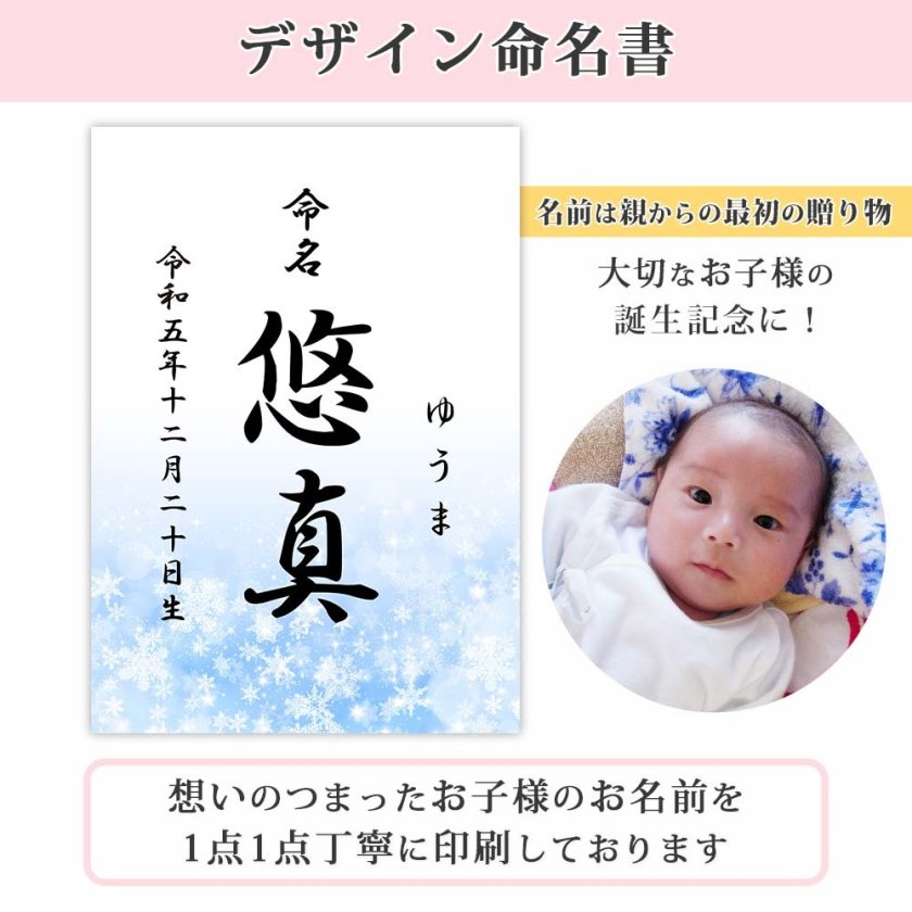 命名紙 用紙のみ デザイン命名紙（雪）A4サイズ【命名書（大