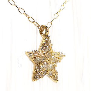 スターネックレス k18ゴールド ダイヤモンド ペンダント 星 0.13ct 