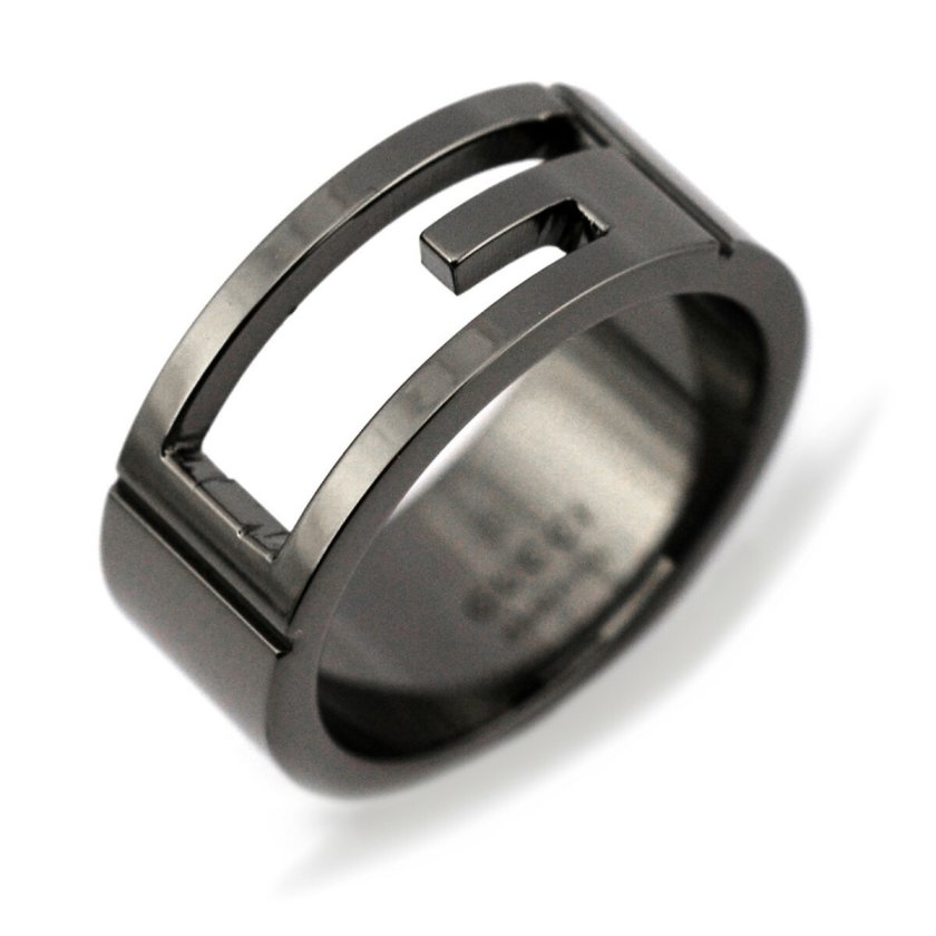 グッチ GUCCI アクセサリー リング 指輪 BRANDED THIN BAND BLK RUTH 