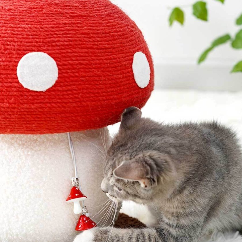 【新品】キノコモチーフ キャットタワー 据え置き型 爪とぎ付き 猫用 爪とぎタワー きのこ キノコ キャットタワー 天然サイザル 麻