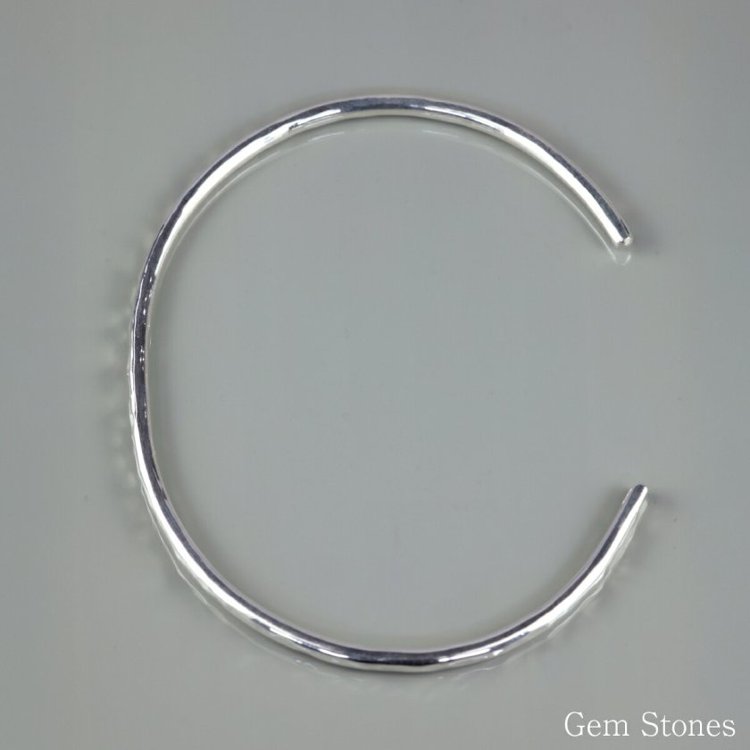 幅約2.7mm 純銀 真鍮 バングル ハンマード ピュアシルバー メンズ