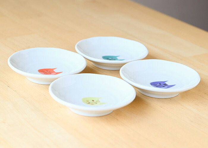 ハレクタニ ネコ豆皿 4pcsセット 九谷焼 和食器 小皿 豆皿 ギフト