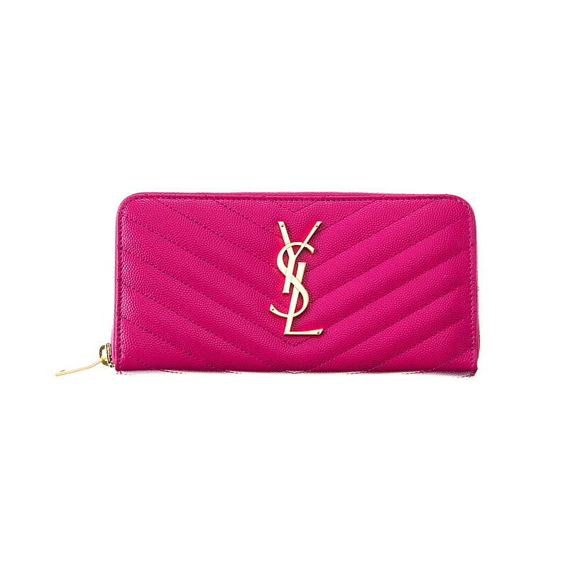 サンローラン 長財布 キャビアスキン ラウンドファスナー Vステッチ ピンク サンローラン SAINT LAURENT 358094 BOW01 5623 ラウンドファスナー長