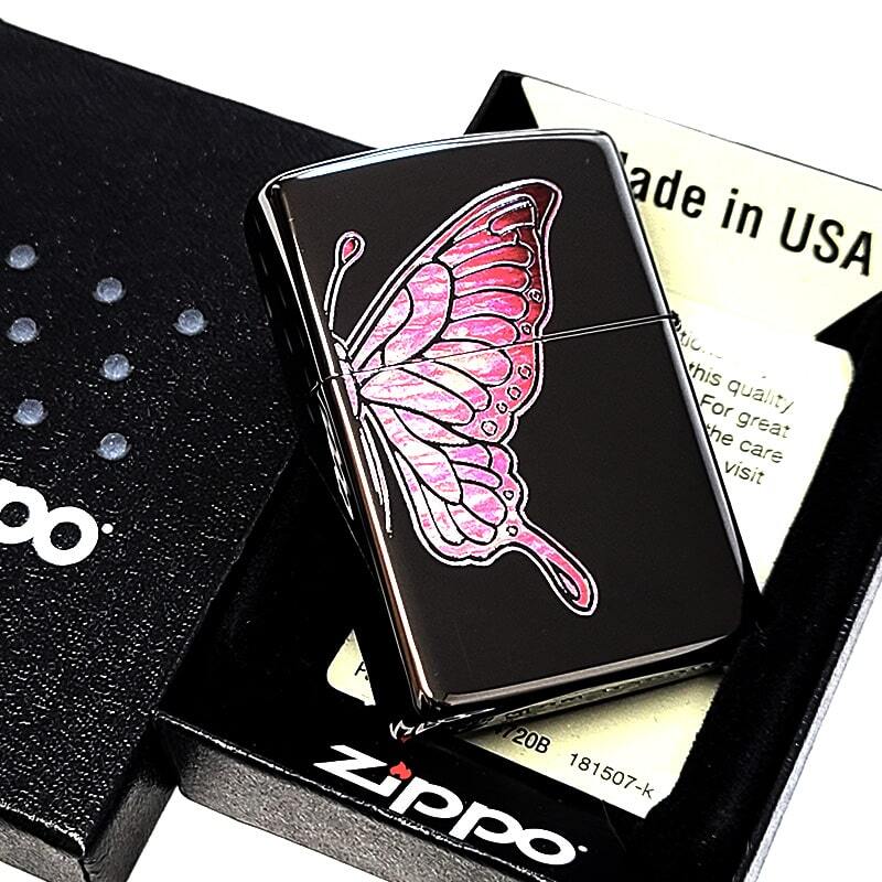 ZIPPO ライター ピンクバタフライ ジッポ 蝶 シェル模様 ジッポロゴ