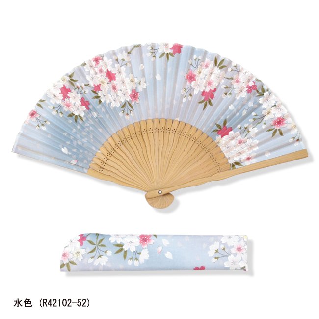 ☆名入れ対応『【女性用扇子】桜乃（さくらの）扇子袋セット(2色・紙箱