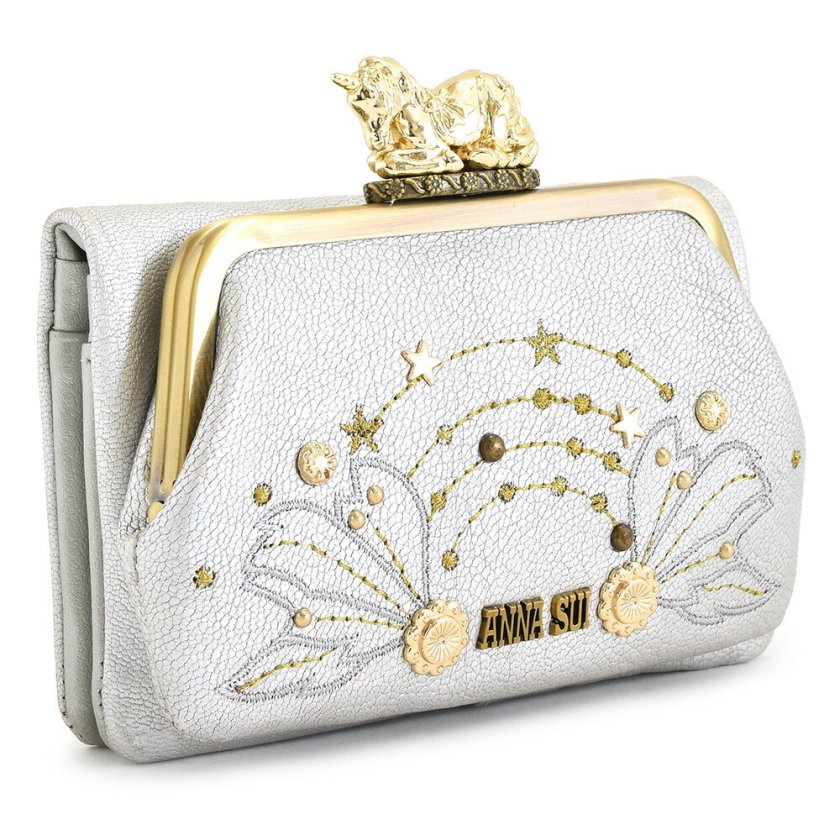 ANNA SUI アナスイ がま口財布 定価 15,750円 アナスイ 財布 二つ折り財布 がま口財布 オーロラ(シルバーに見えます