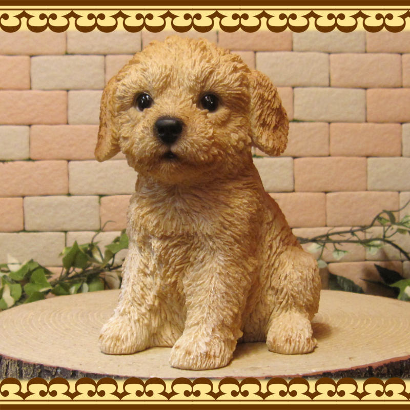 犬の置物 いぬ ワンちゃん プードル お座り リアル オブジェ
