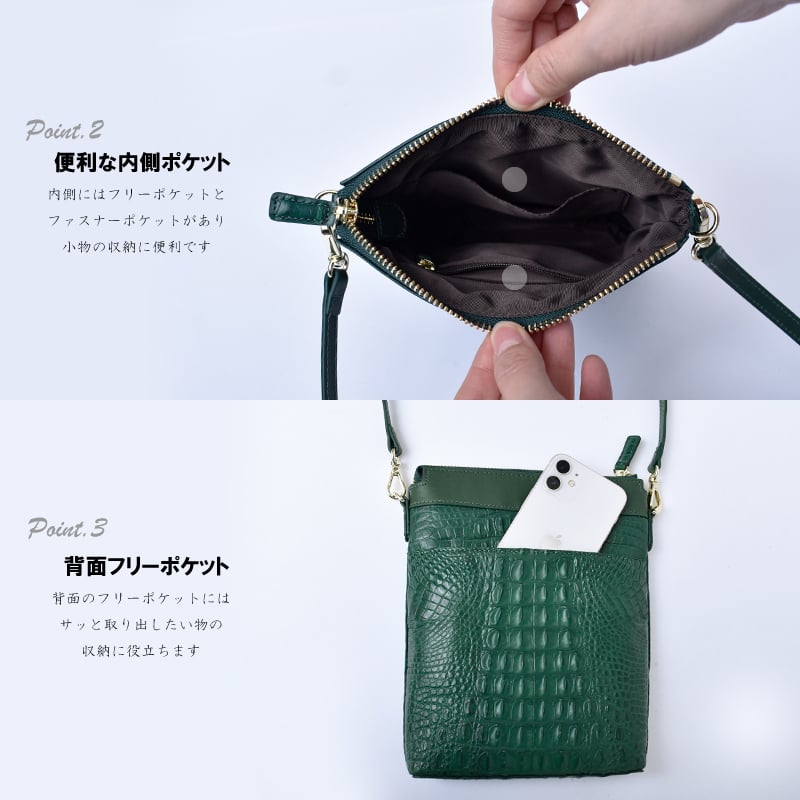 ショルダーバッグ レディース クロコダイル 牛革 本革 本物 ワニ革 鰐