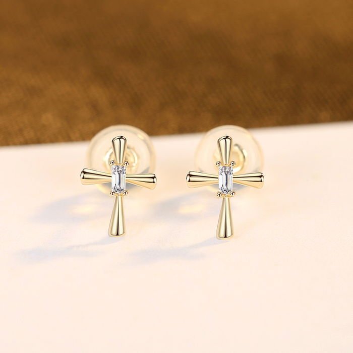 ピアス 両耳用 キュービックジルコニア 14K ホワイト イエローゴールド 