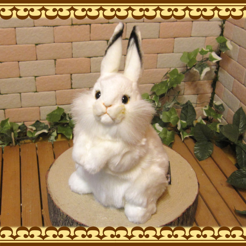 ぬいぐるみ リアル 立ちうさぎ ホワイト 動物 アニマルオブジェ