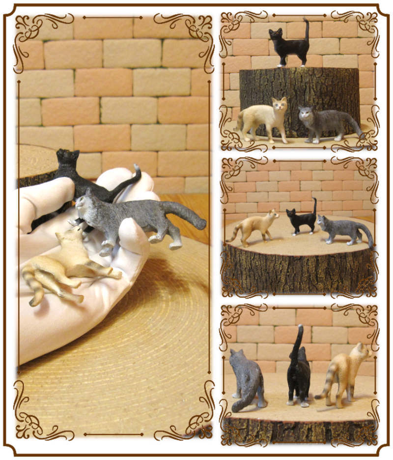 猫 置物 リアル ミニチュア キャット 3点セット Bタイプ ねこ 動物